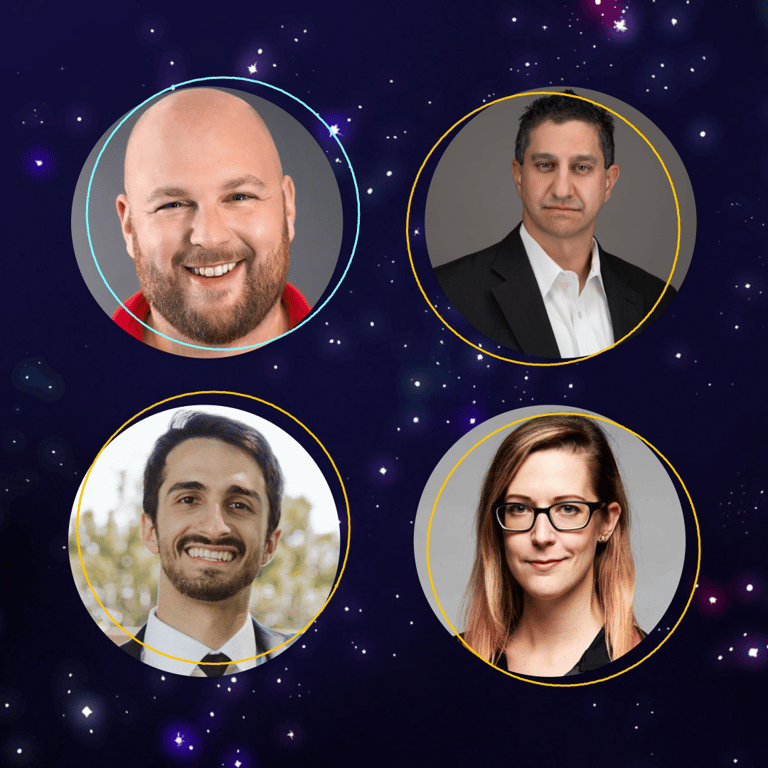 Profiles of panelists Gabe Zichermann, Dennis Dayman, Justin Pagano, and Gwen Betts