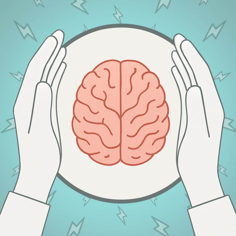 Cognitive security illustration of hands protecting a brain